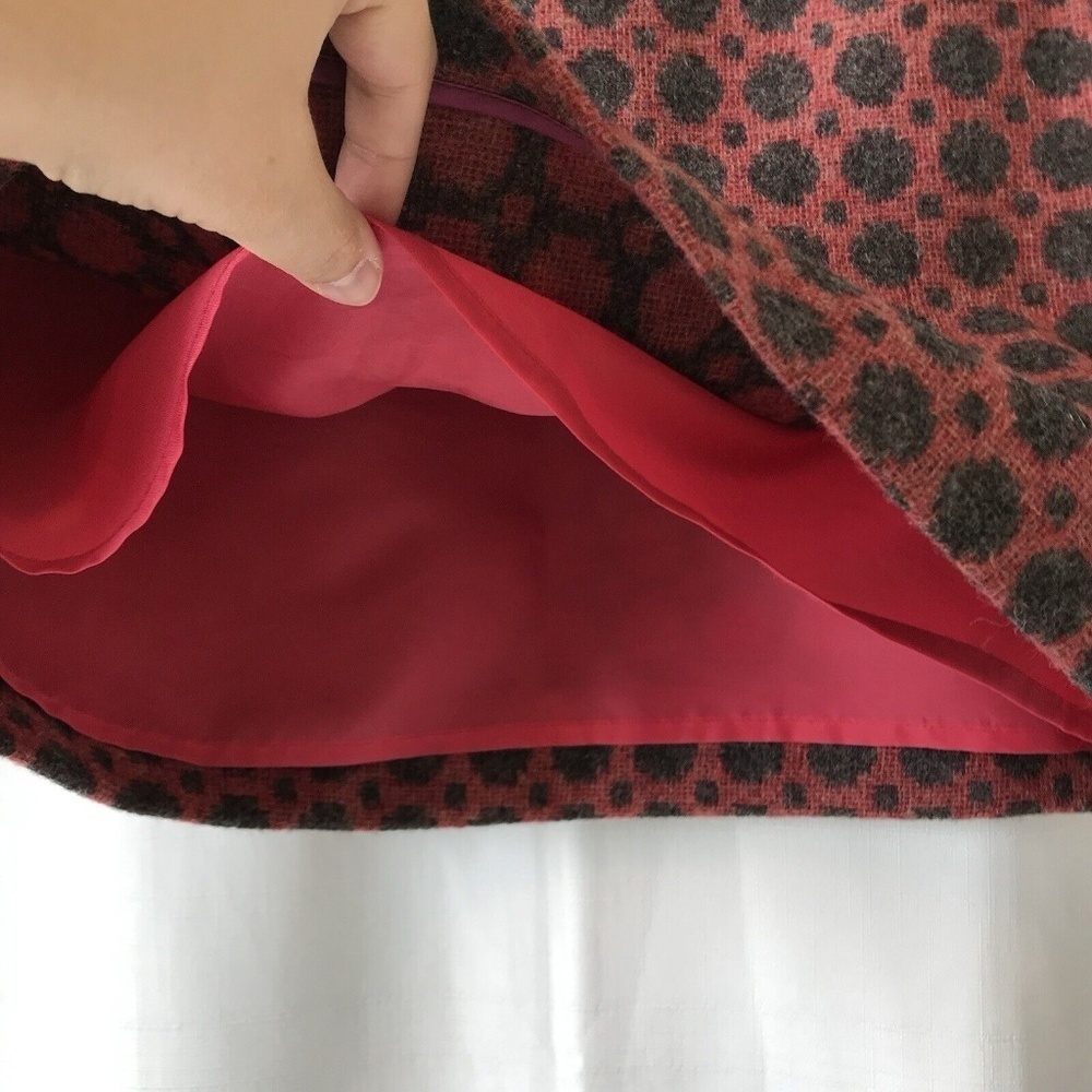Boden Tweed Kilt British Tweed by Moon Skirt US Size 8 Red Polkadot - Picture 12 of 16